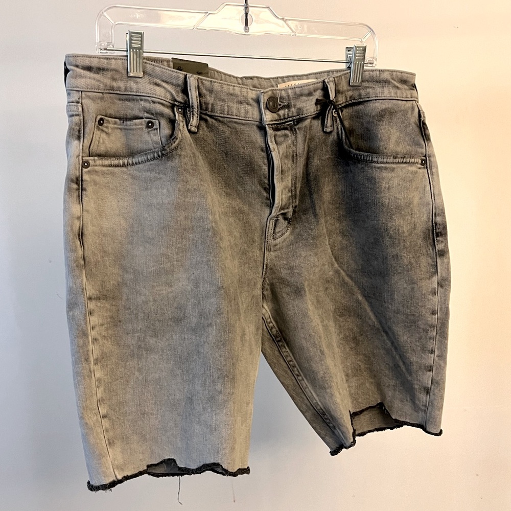 All Saints *NEW* Switch Raw Hem Denim Shorts, Grey, size 36